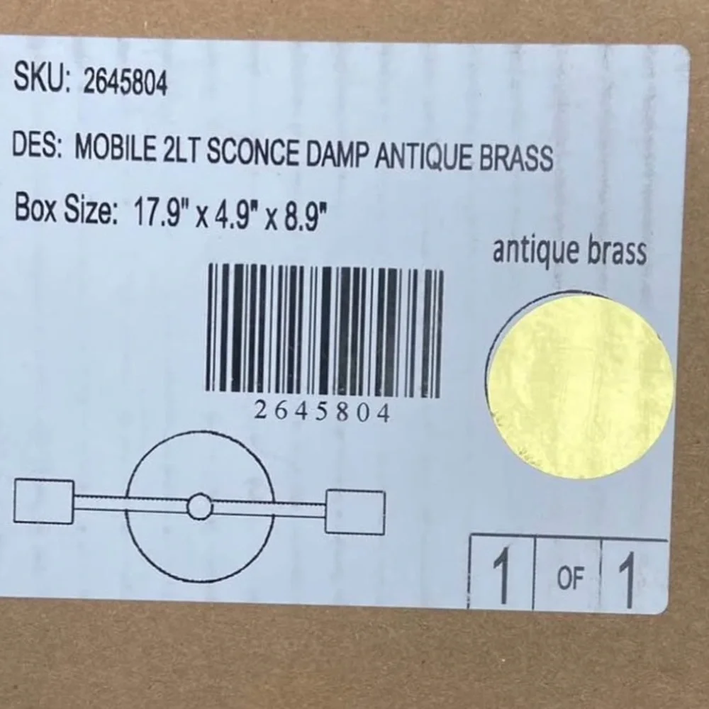 West Elm New In Box Mobile 2 light sconce damp antique brass